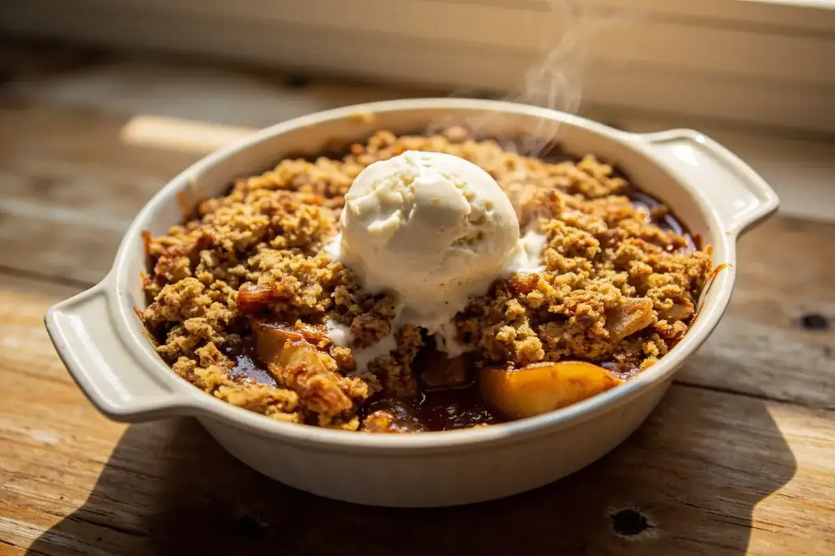 Warm Gluten-Free Apple Crisp with a Crunchy Oat Topping