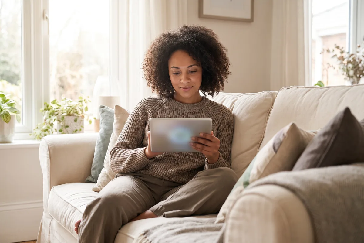 Person reviewing genetic test results on a tablet at home