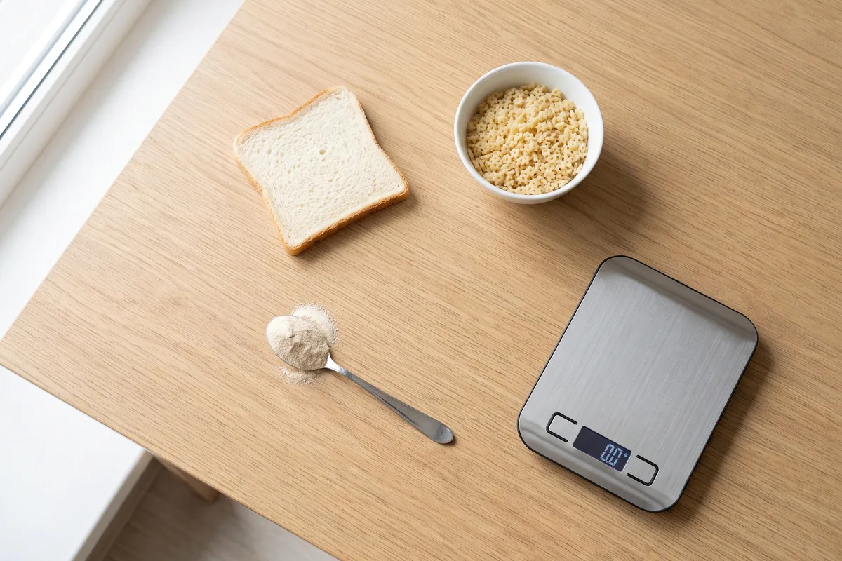 One slice of white bread, a bowl of cooked pastina and a teaspoon of wheat infant cereal, about 2 grams of gluten